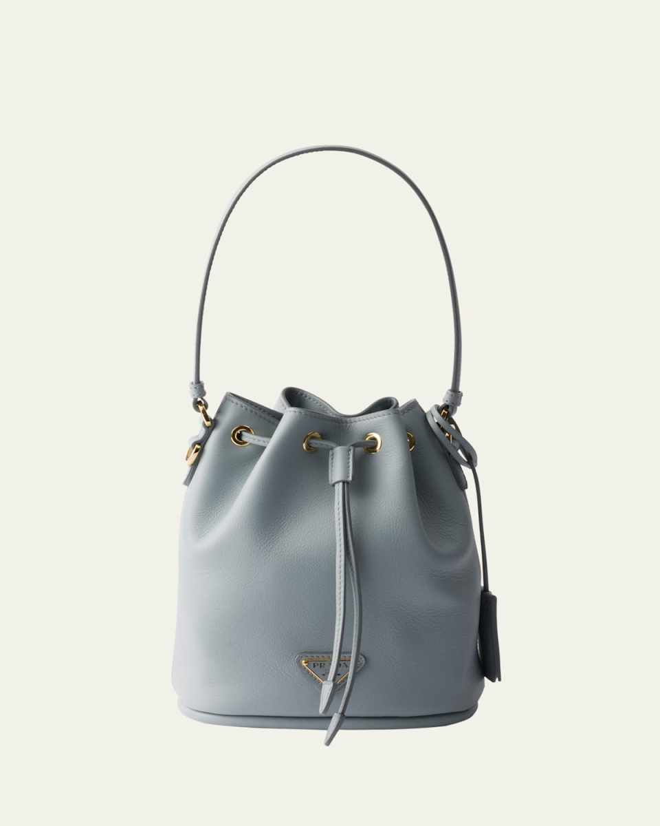 Flou Drawstring Leather Bucket Bag